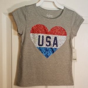 NWT Girl's 4T USA Glitter Heart T-Shirt